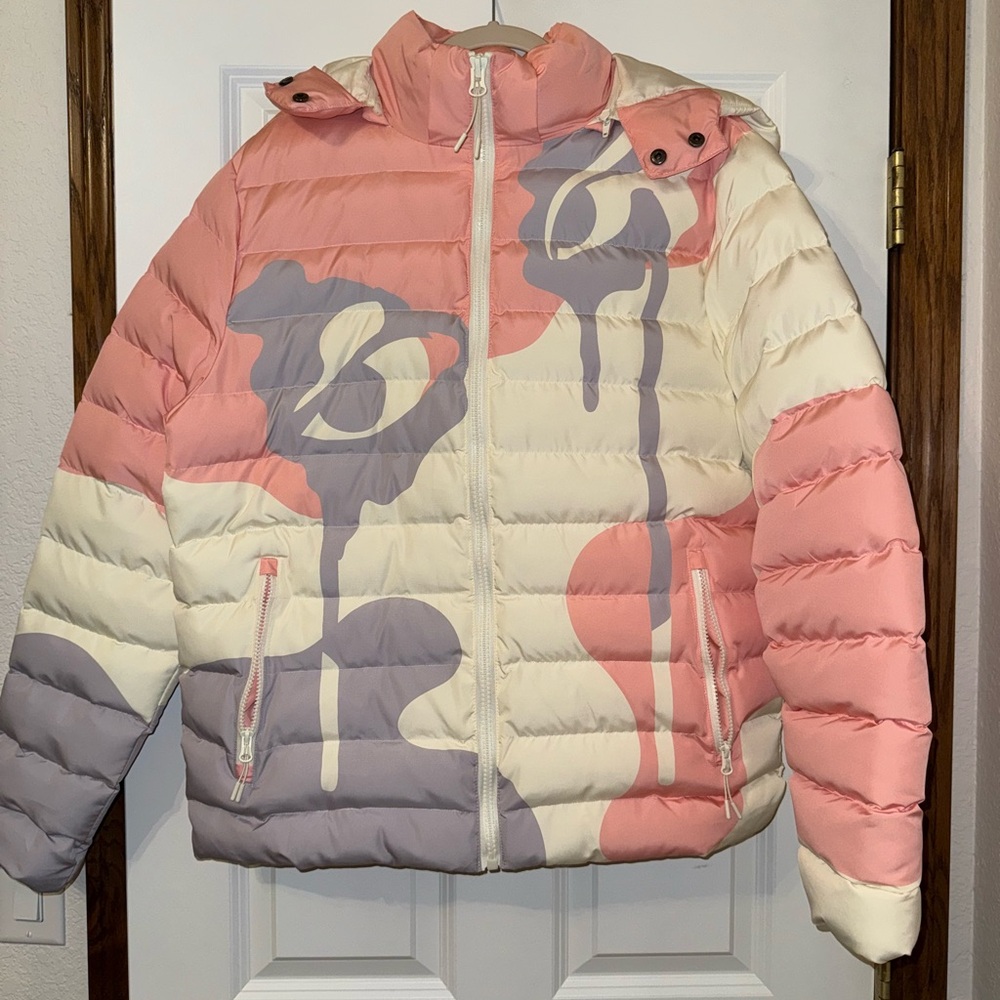 Roku Studio Puffer Jacket - Pink, Cream, and Gray